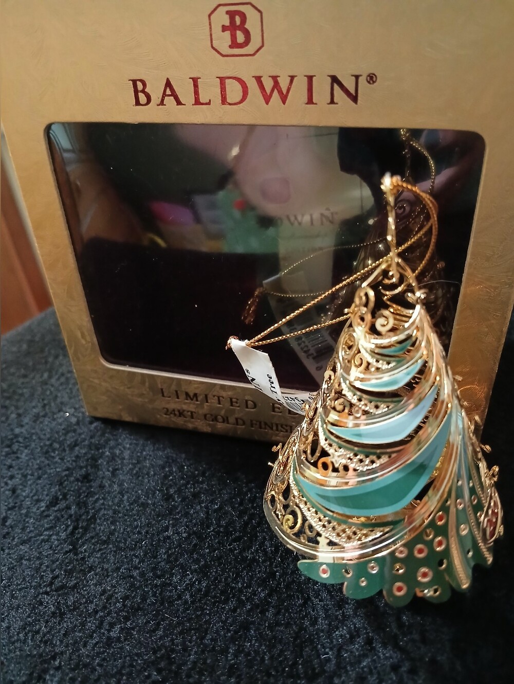 Baldwin Gold and Teal Layered Christmas Tree Ornament